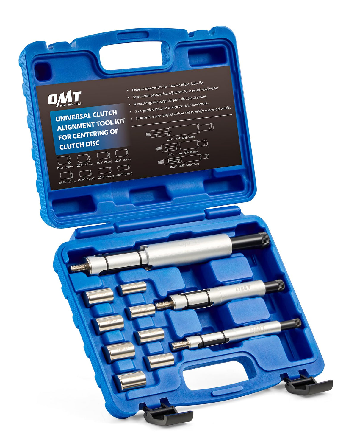 Orion Motor Tech kit front view showing complete 11pc set and organized case for quick selection