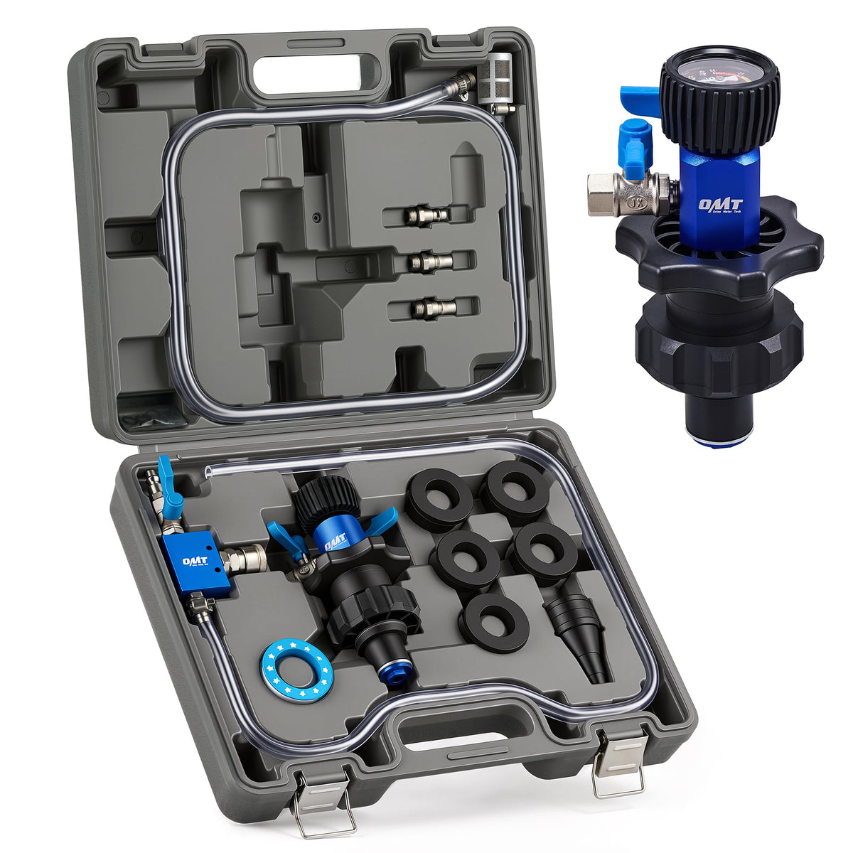 Orion Motor Tech front packaging showing complete coolant refill kit and case benefits