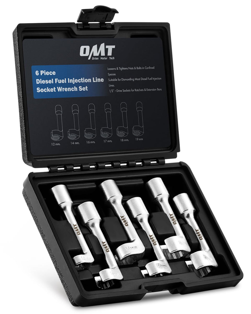 Orion Motor Tech front packaging showing the complete 6pc injector socket kit benefit quick selection