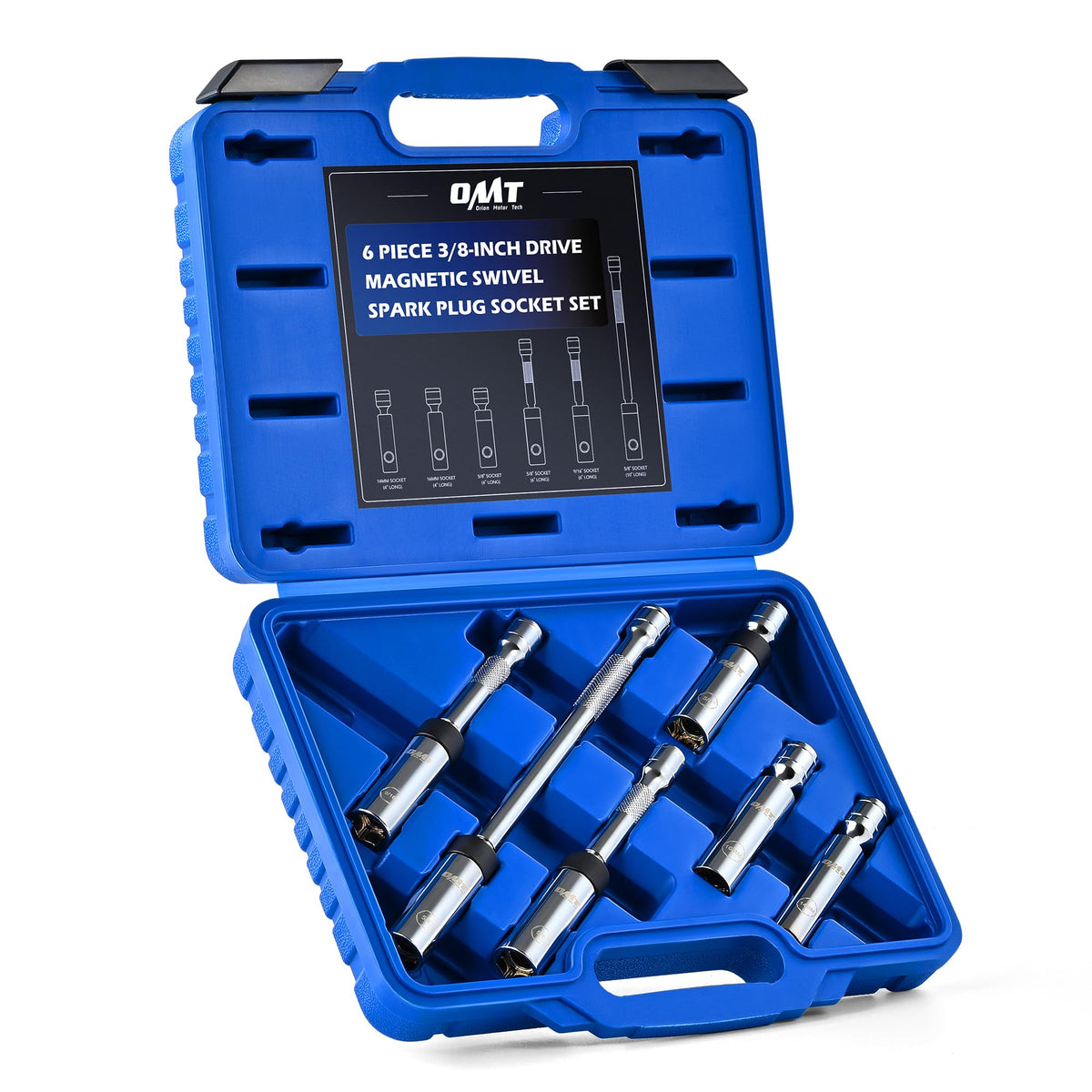 Orion Motor Tech front packaging showing full 6-piece spark plug kit and case for fast selection