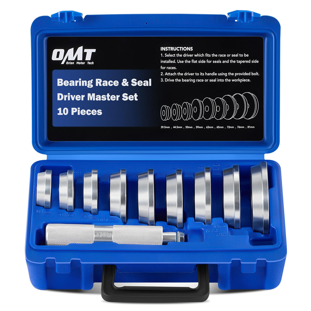 Orion Motor Tech front packaging showing complete 10-piece kit and case