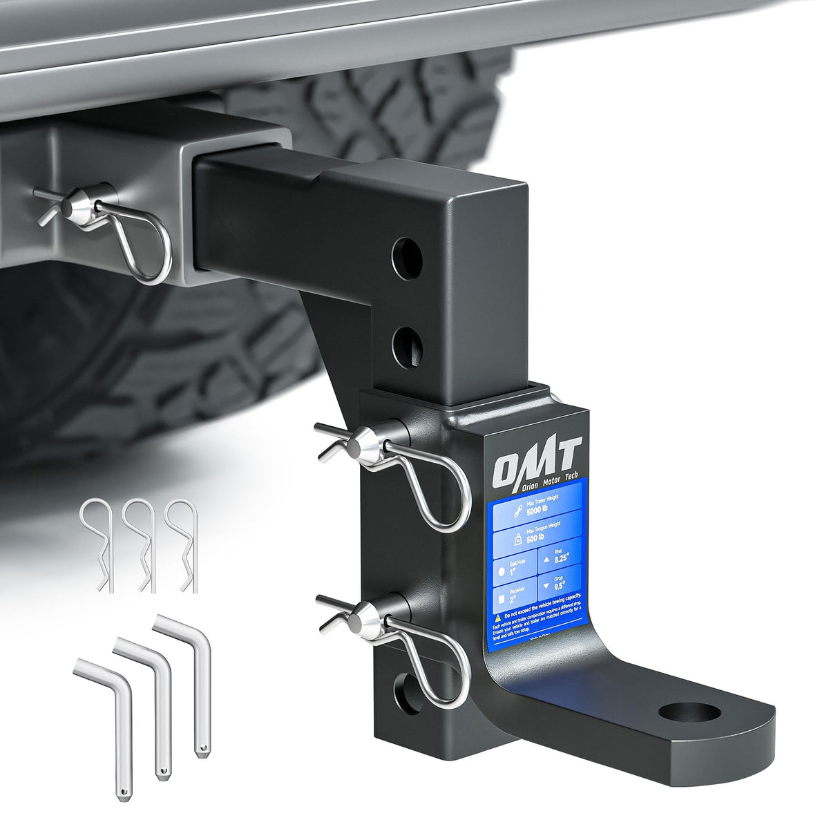 Orion Motor Tech front view showing full ball mount and receiver fit benefit: clear compatibility