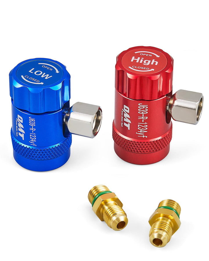 Orion Motor Tech front view of both high and low pressure couplers showing secure fit and fast connection
