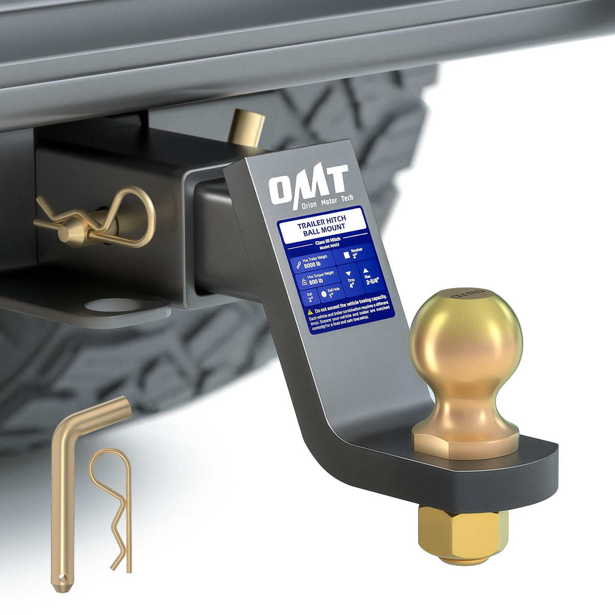 Orion Motor Tech front view of ball mount showing ready-to-install convenience