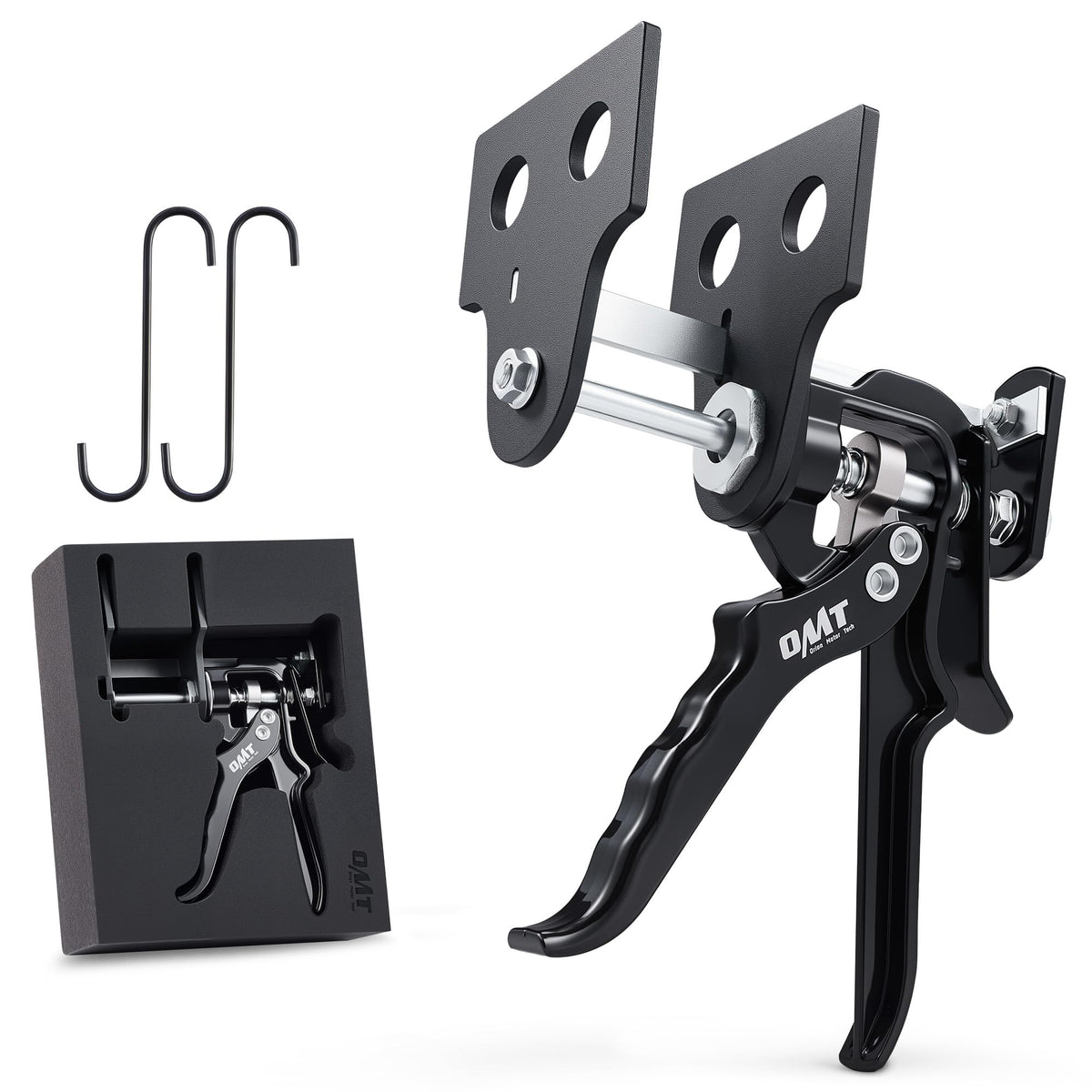 Orion Motor Tech front view of caliper press tool showing ergonomic handle and frame