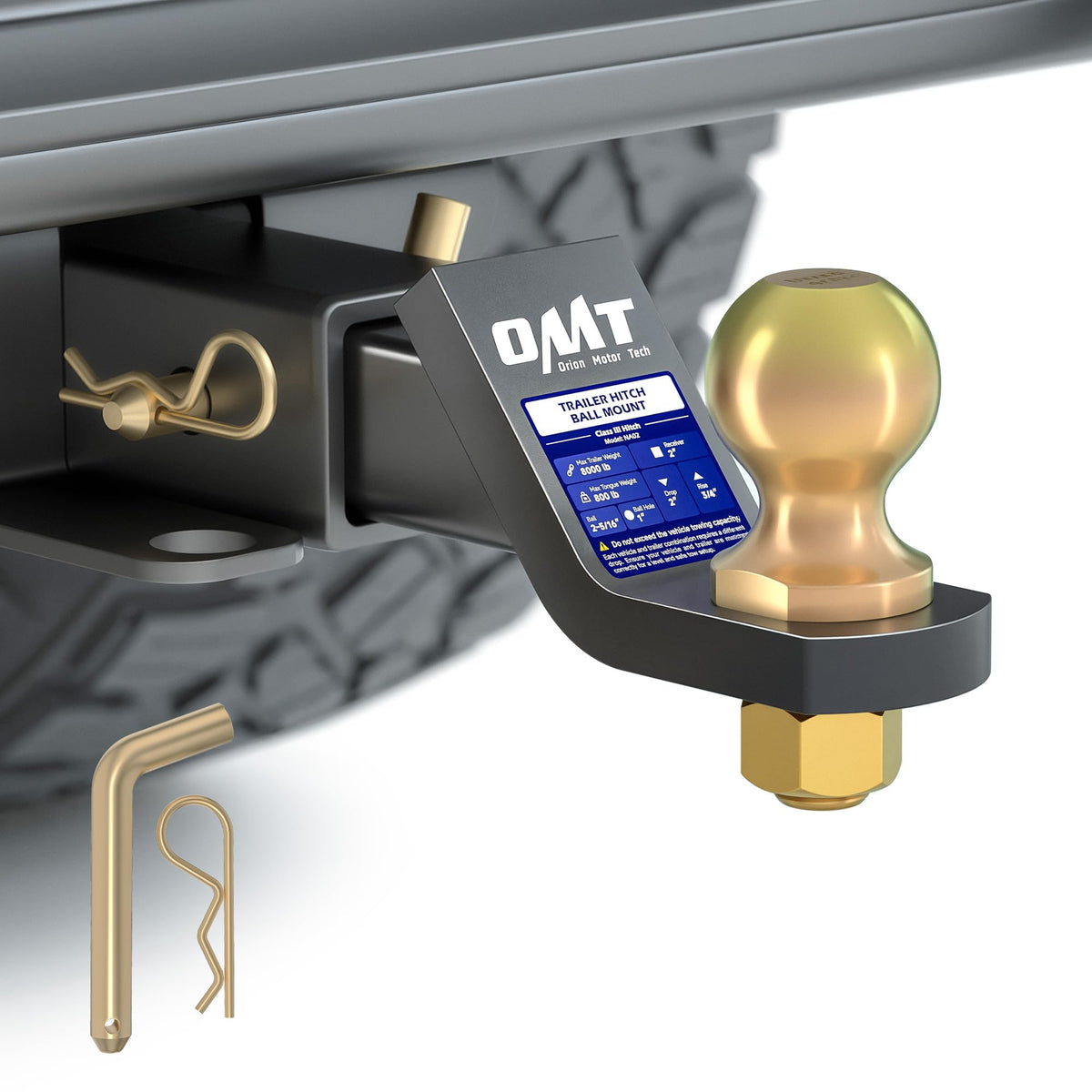 Orion Motor Tech front view showing whole hitch mount and receiver fit for quick hookup