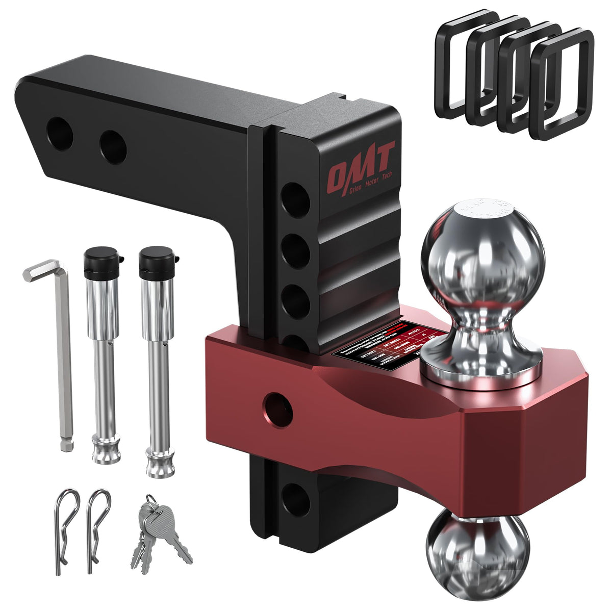 Orion Motor Tech front view of dual-ball hitch showing compact robust design benefit