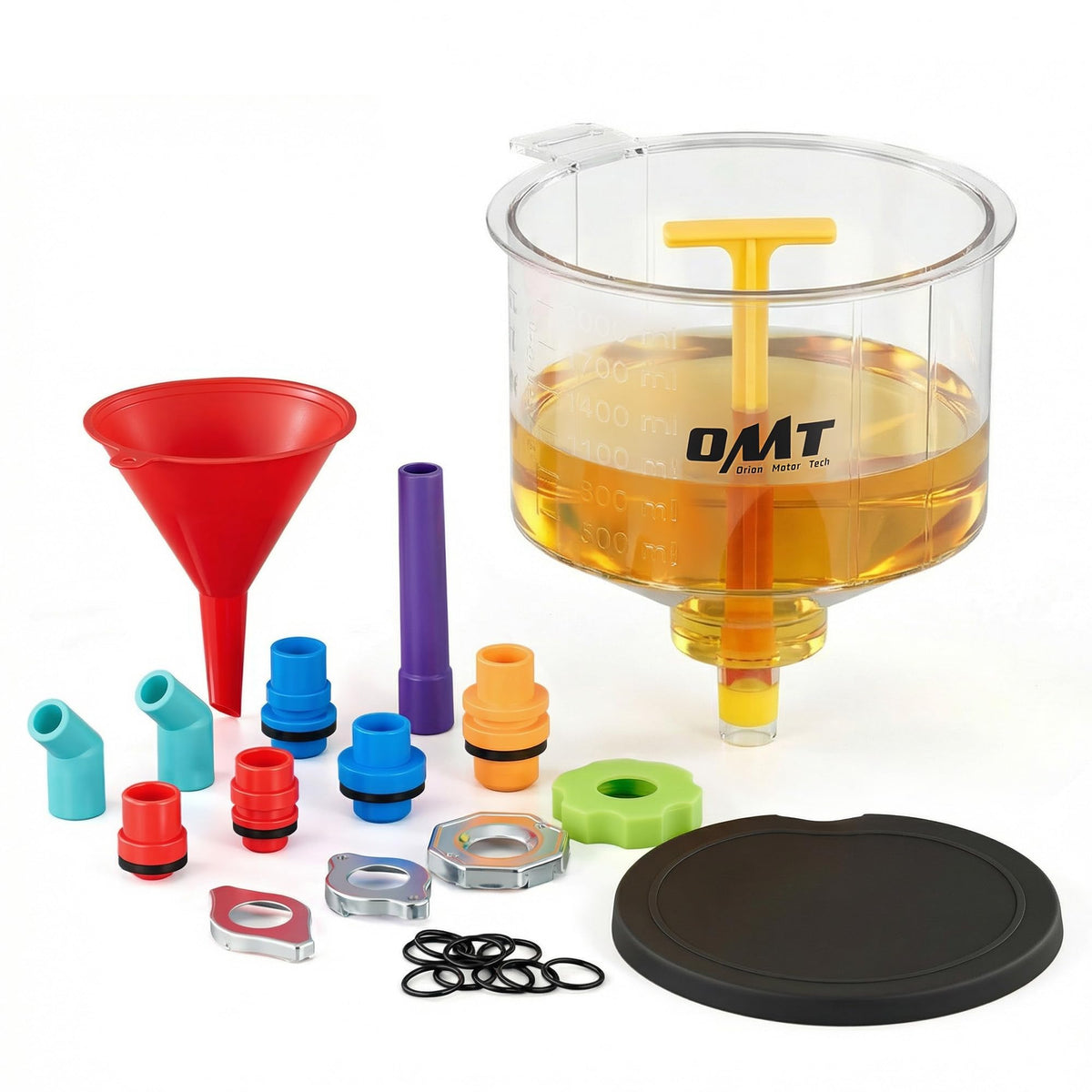 Orion Motor Tech funnel front packaging showing full kit and organized components