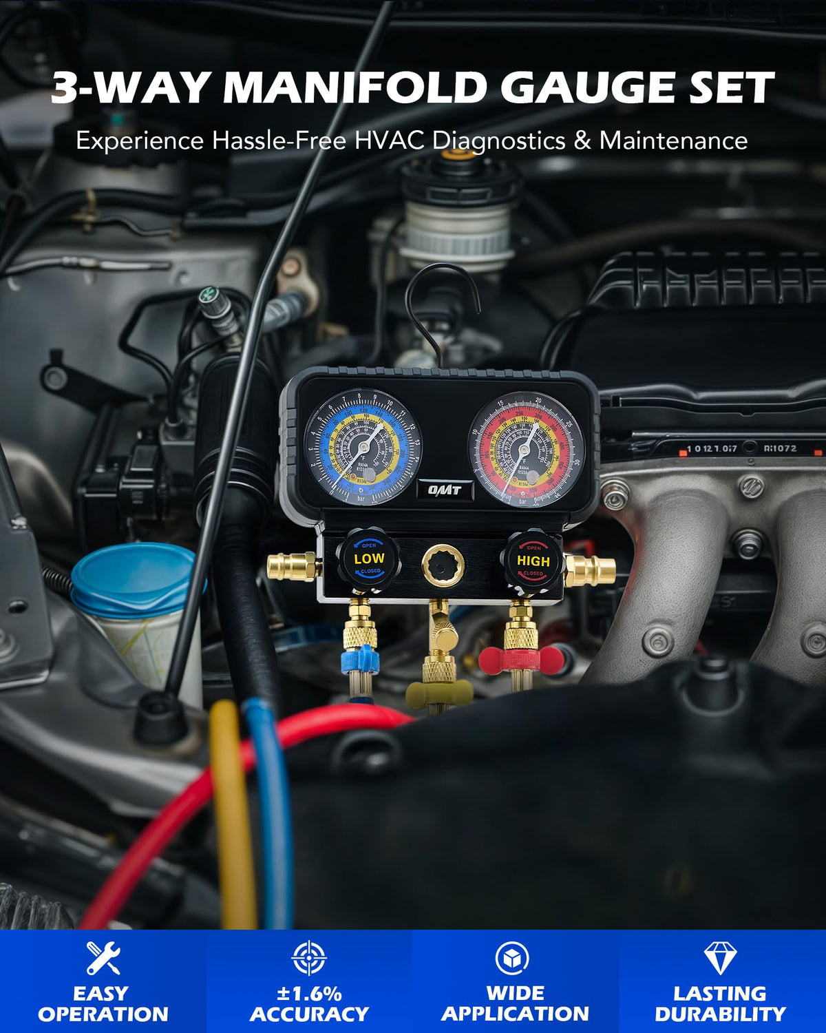 Orion Motor Tech gauge close-up with clear face for accurate readings