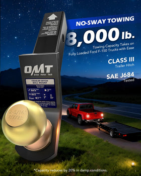 Orion Motor Tech height comparison illustrating 2" drop and 3/4" rise for level towing