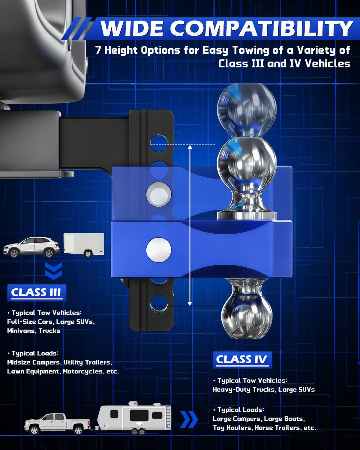Orion Motor Tech hitch installed on truck demonstrating secure towing setup