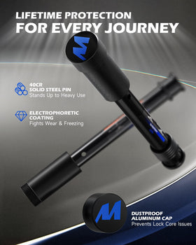 Orion Motor Tech hitch pin on truck and trailer showing anti-theft protection
