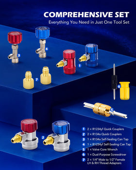 Orion Motor Tech color-coded 5ft hoses and quick couplers for fast service