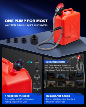 Orion Motor Tech pump in use filling a gas can fast and cleanly