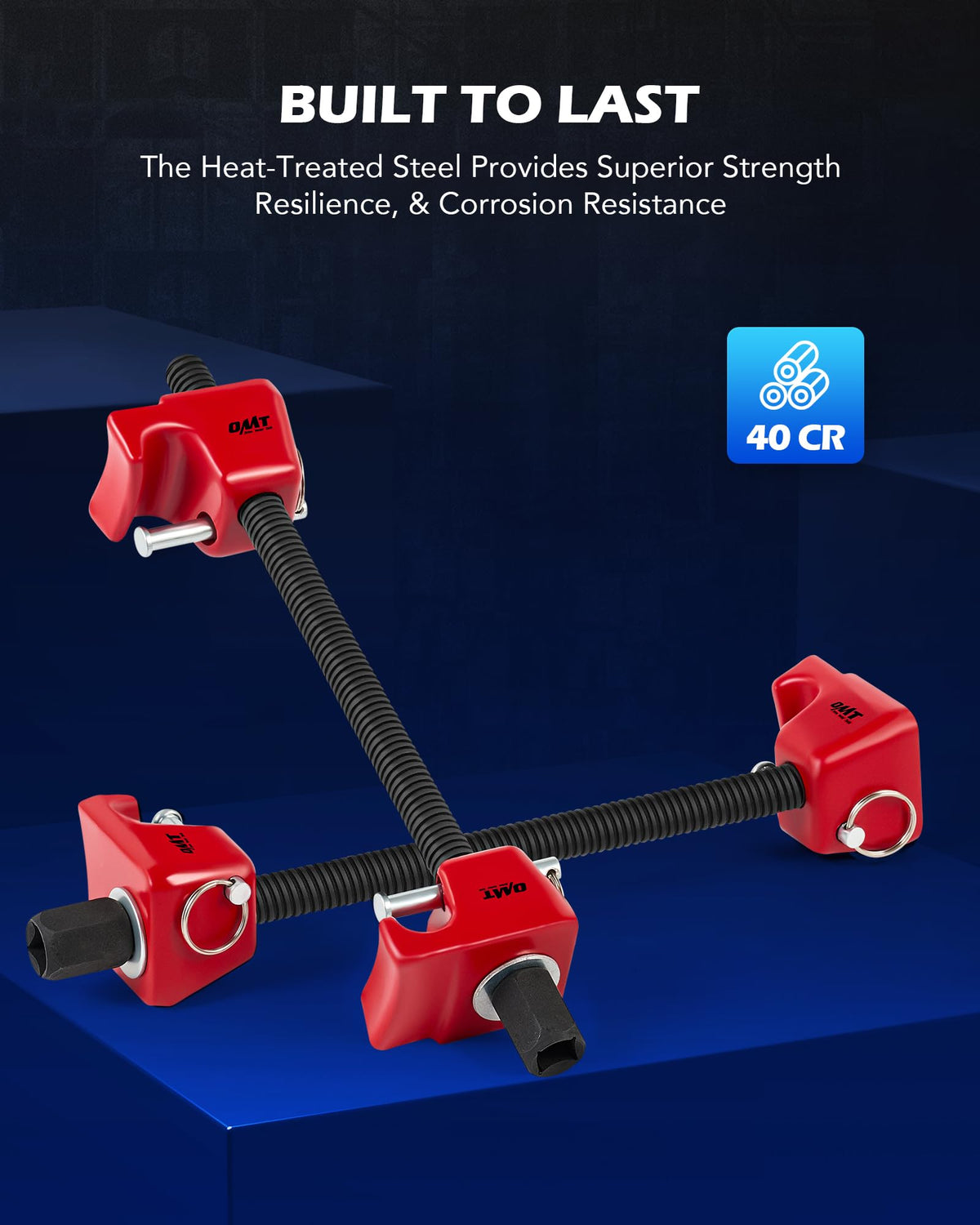 Orion Motor Tech tool compressing a MacPherson strut illustrating real-world use