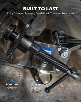 Orion Motor Tech tool in use retracting a brake piston demonstrating controlled compression