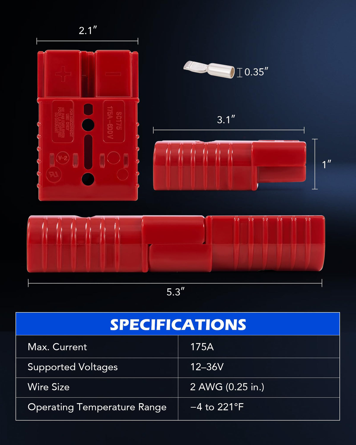 Orion Motor Tech connector installed on a battery post, quick-disconnect convenience benefit