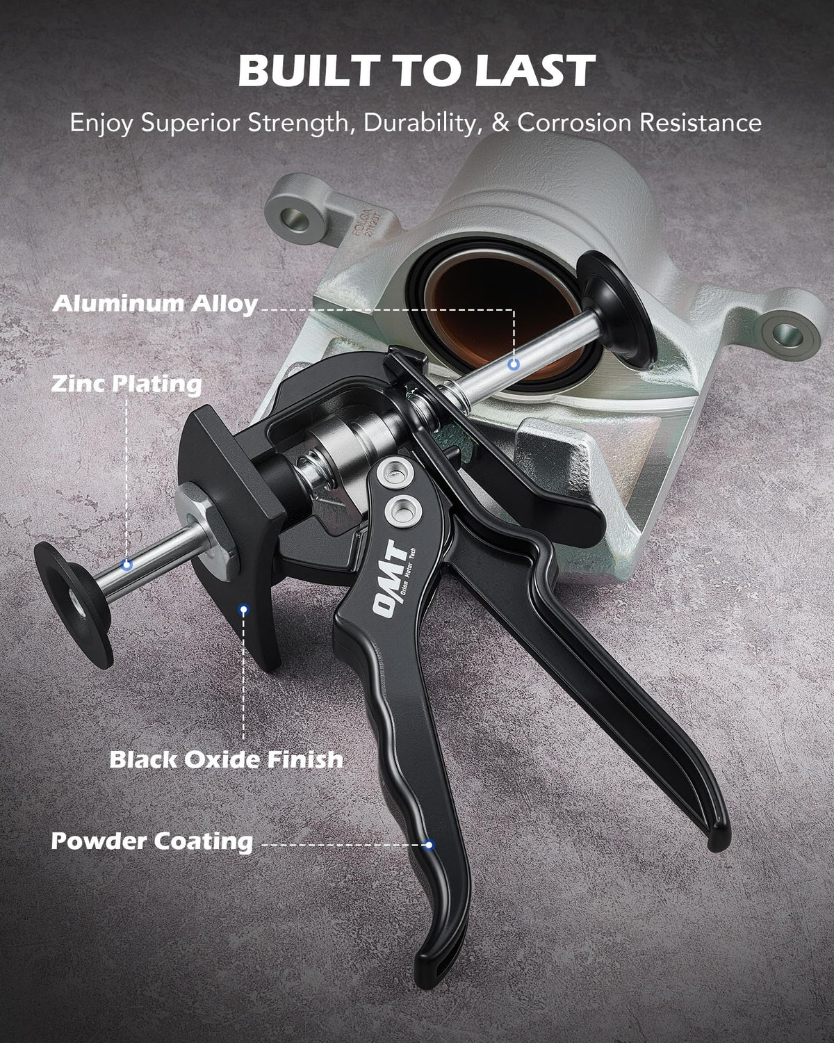 Orion Motor Tech lifestyle garage setting with compressor ready for brake pad maintenance