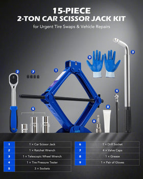 Orion Motor Tech roadside scene with jack in use illustrating emergency tire change