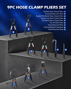 Orion Motor Tech flexible long-reach plier inserted in tight engine space for access