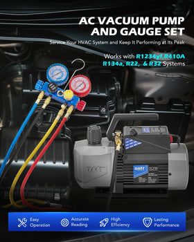 Orion Motor Tech closeup of four-way manifold gauge for precise pressure readings