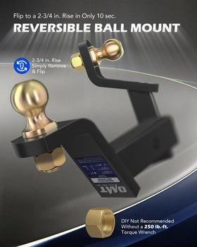 Orion Motor Tech ball mount attached to truck towing a trailer for real-world use