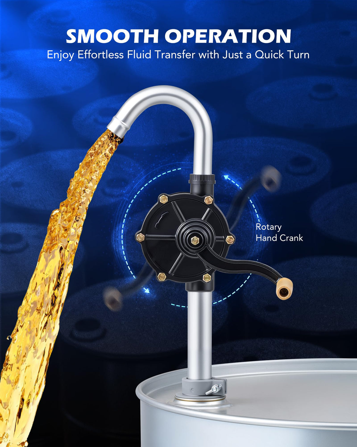 Orion Motor Tech mounted in 55-gallon drum for secure, leak-minimizing transfer