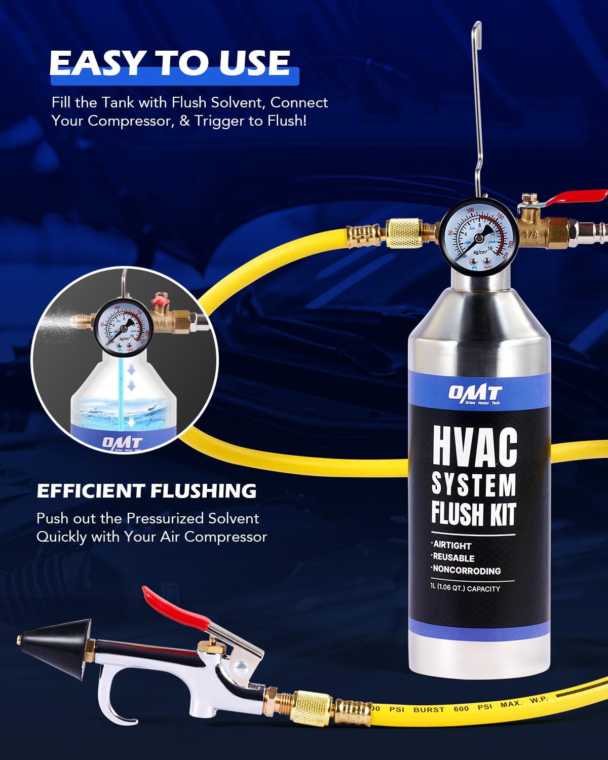 Orion Motor Tech nylon-coated hose detail showing flexibility and protection during use