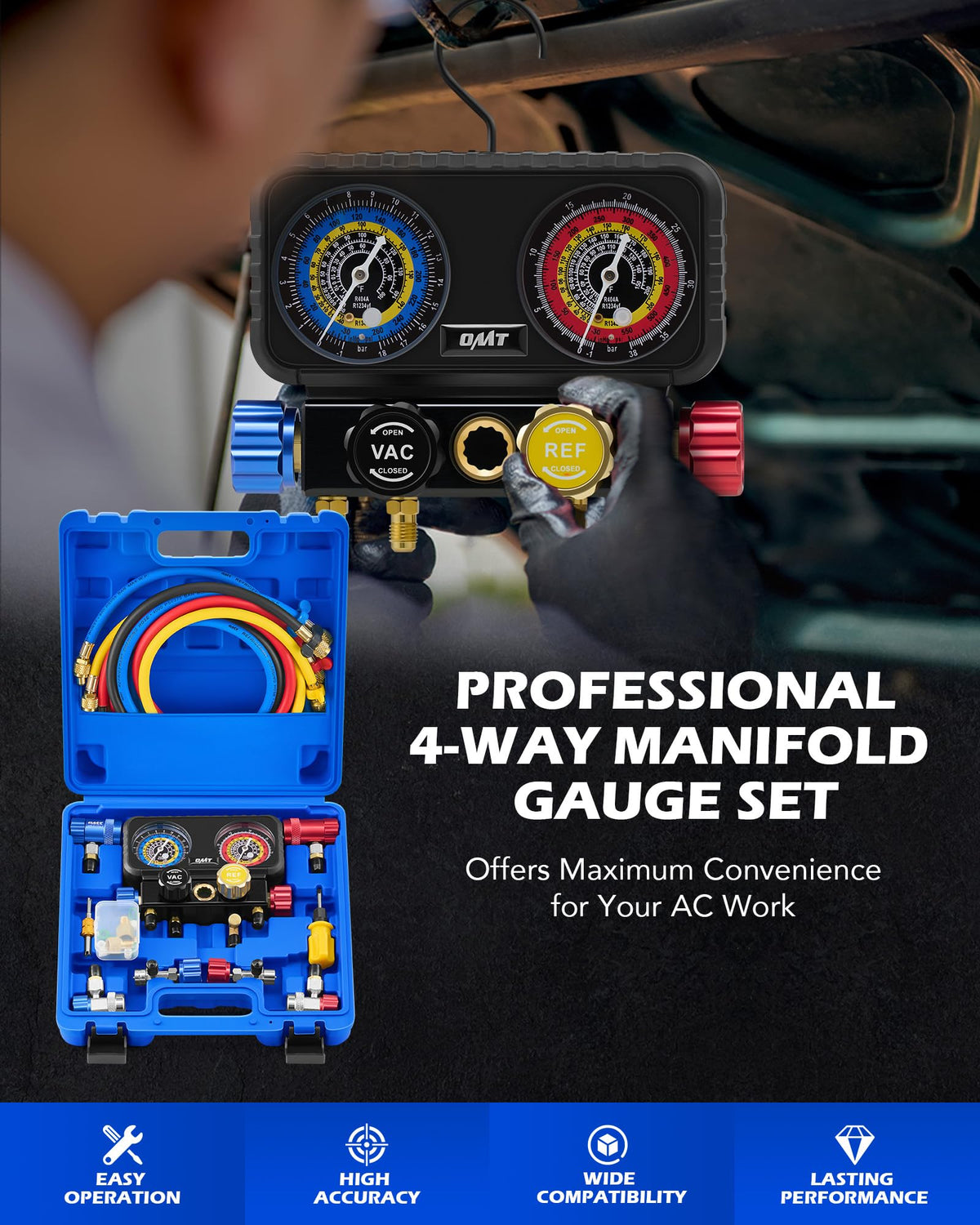 Orion Motor Tech oil-filled gauge closeup for stable, accurate readings
