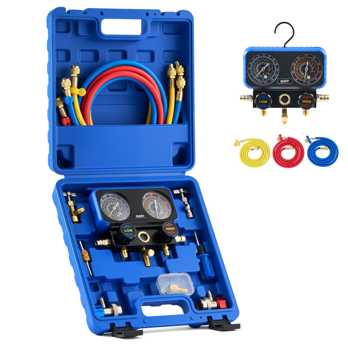 Orion Motor Tech front view of gauge set showing layout and colors for clear identification
