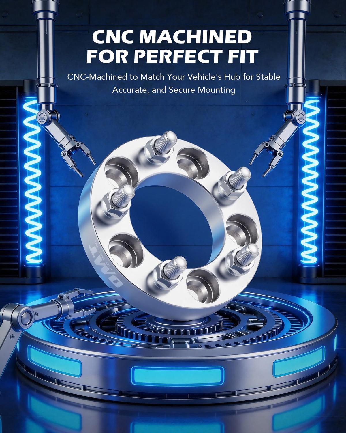 Orion Motor Tech spacer beside ruler showing 2-inch added track for accurate sizing