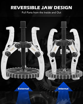 Orion Motor Tech puller used externally on a pulley for safe extraction