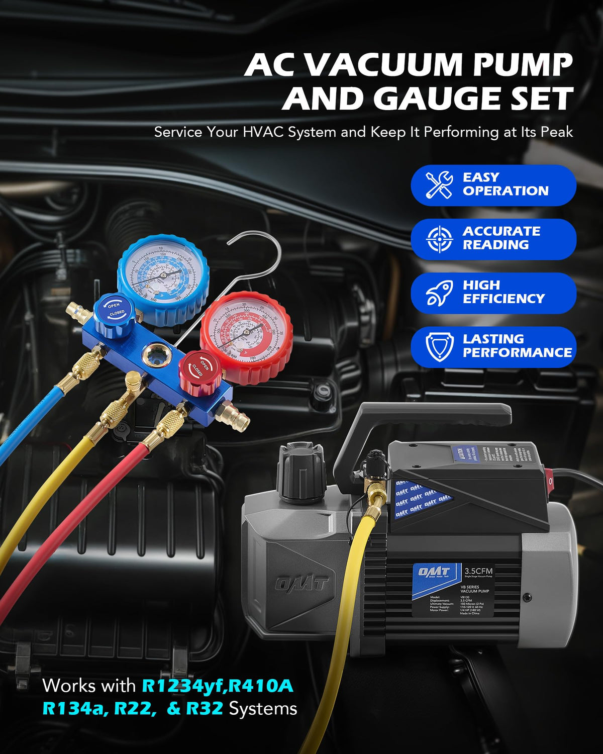 Orion Motor Tech pump close-up highlighting sparkless switch for safer use