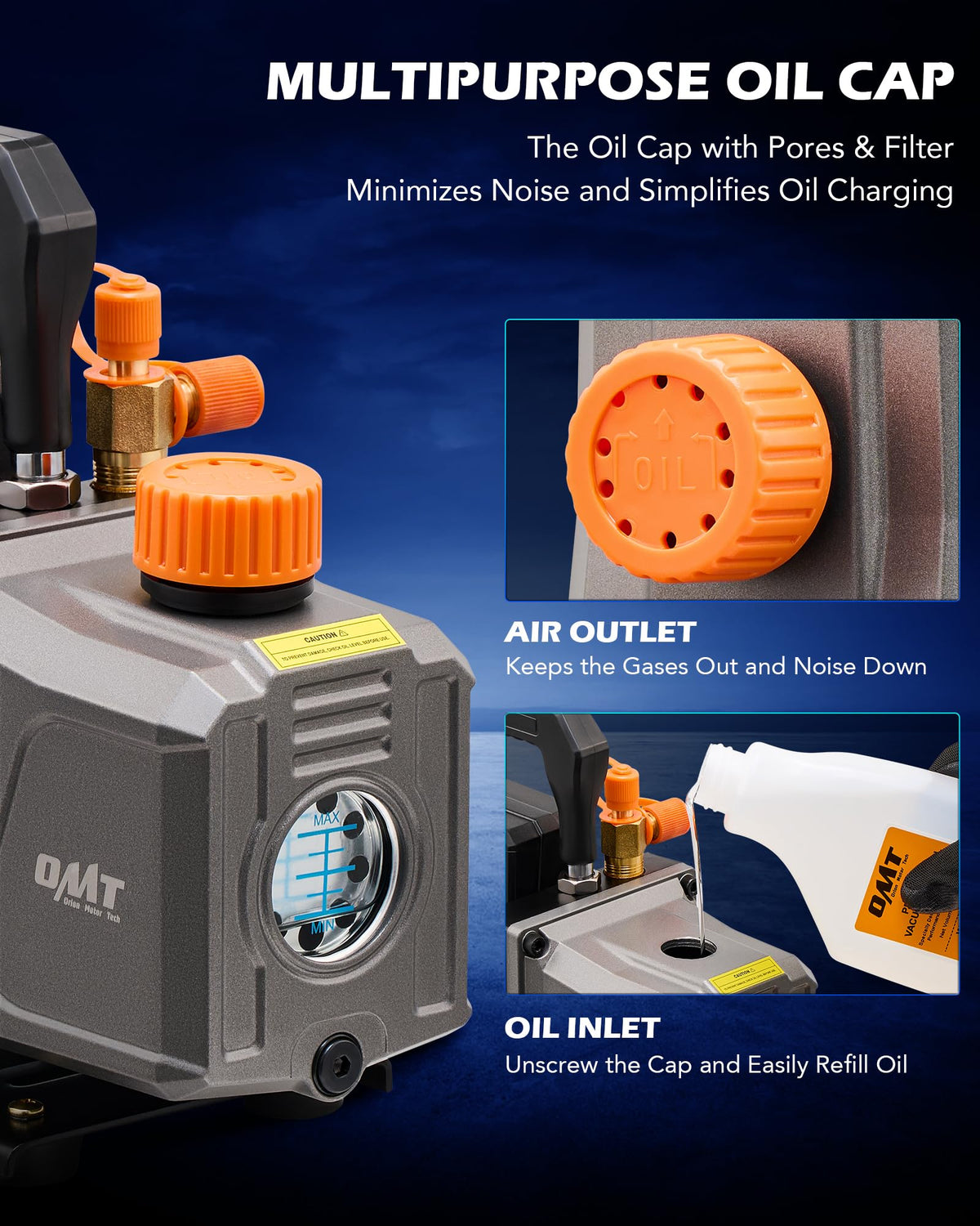Orion Motor Tech pump nonslip handle for easy transport between job sites and workshops