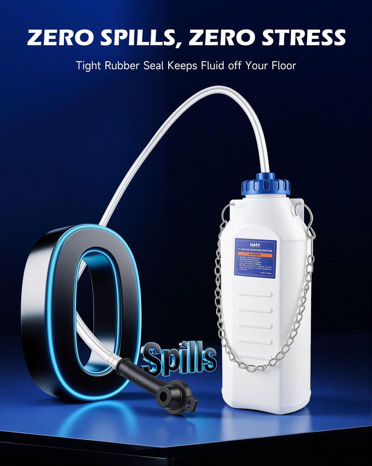 Orion Motor Tech flexible rubber adapter sealing bleeder screw to prevent leaks and protect vehicle finish