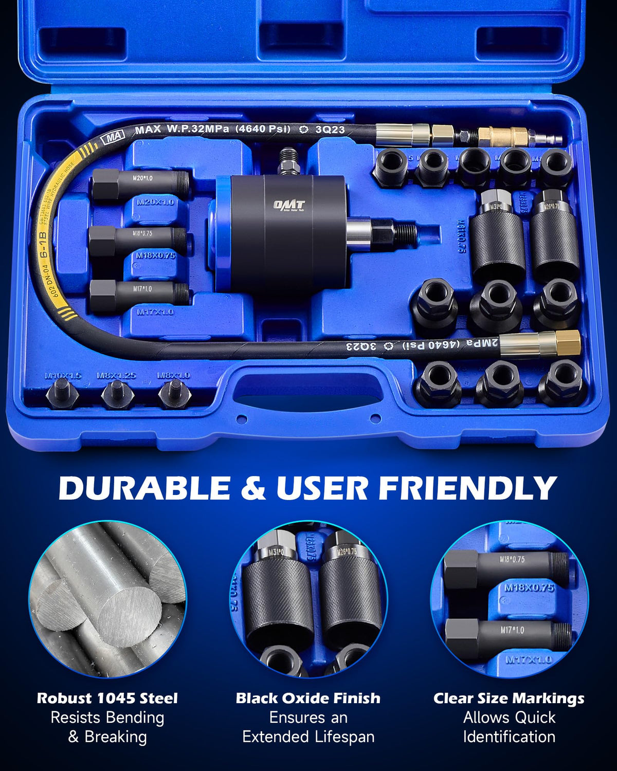 Orion Motor Tech scale comparison with wrench showing compact kit size and workshop portability