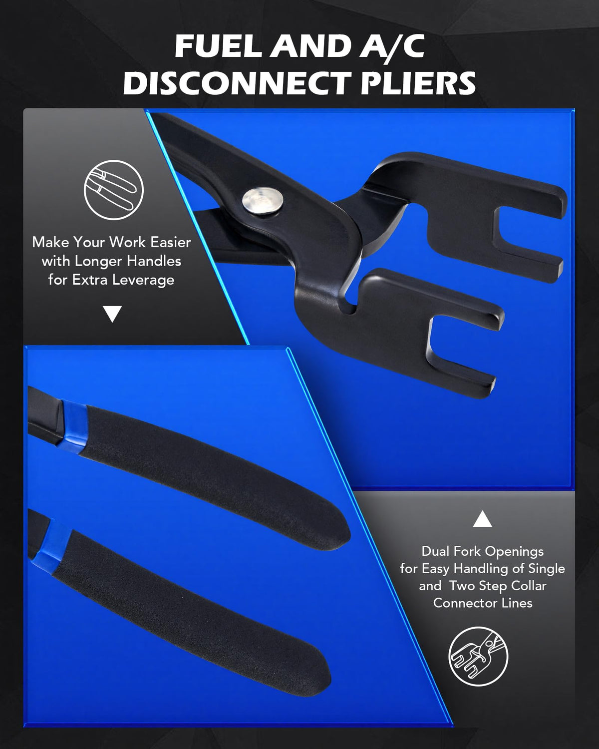 Orion Motor Tech scissor-style disconnect detail enabling one-handed control