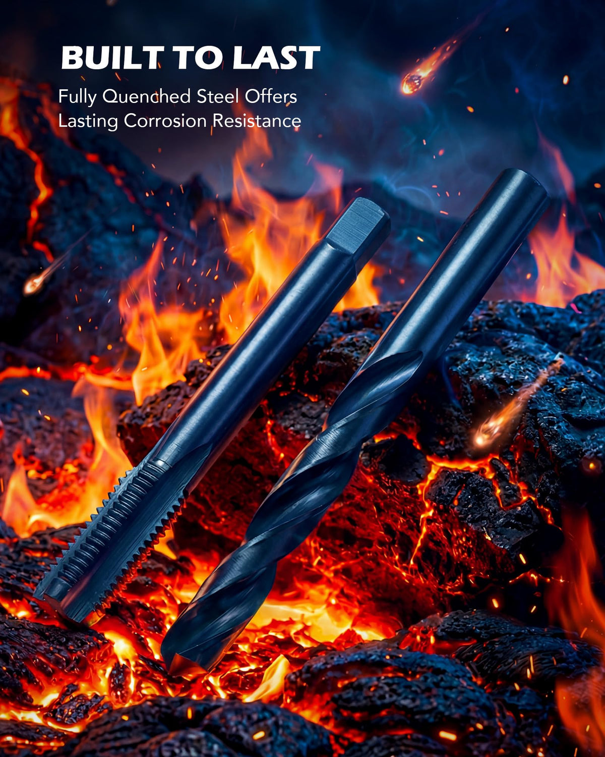 Orion Motor Tech screw taps detail showing heat-treated steel strength