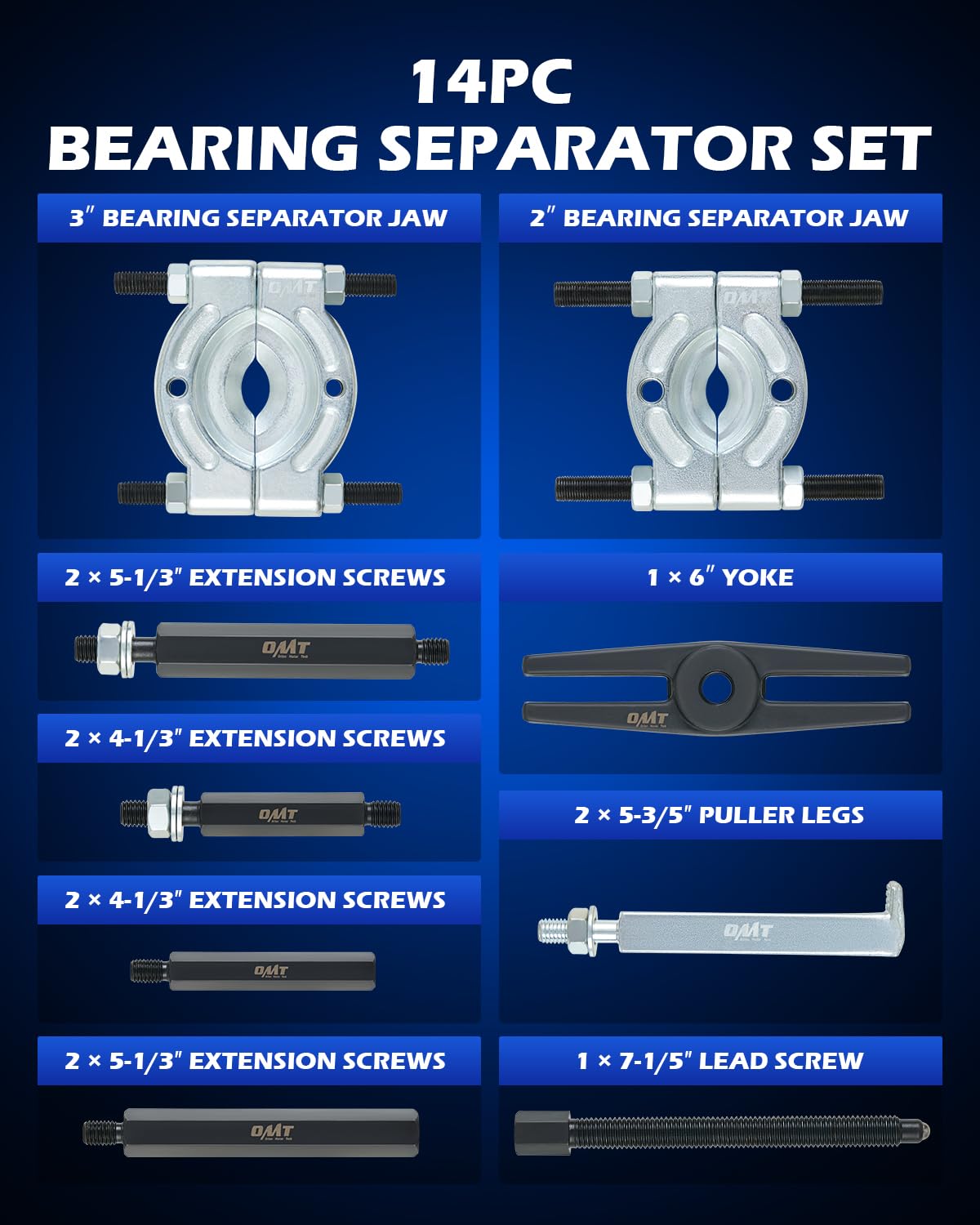 Orion Motor Tech close-up of bearing separator jaw showing tapered edge for secure grip