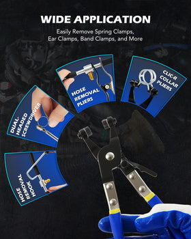 Orion Motor Tech side-by-side clamp size comparison illustrating 11/16" to 2-1/2" coverage