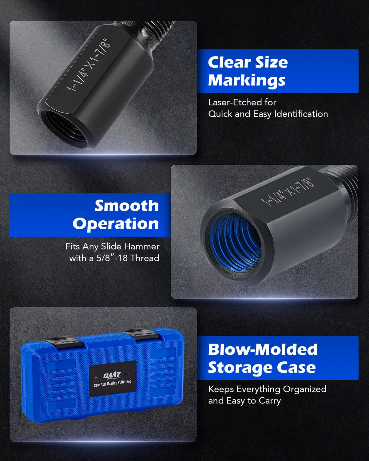 Orion Motor Tech size comparison on scale showing small, medium, large fit ranges for common bearings