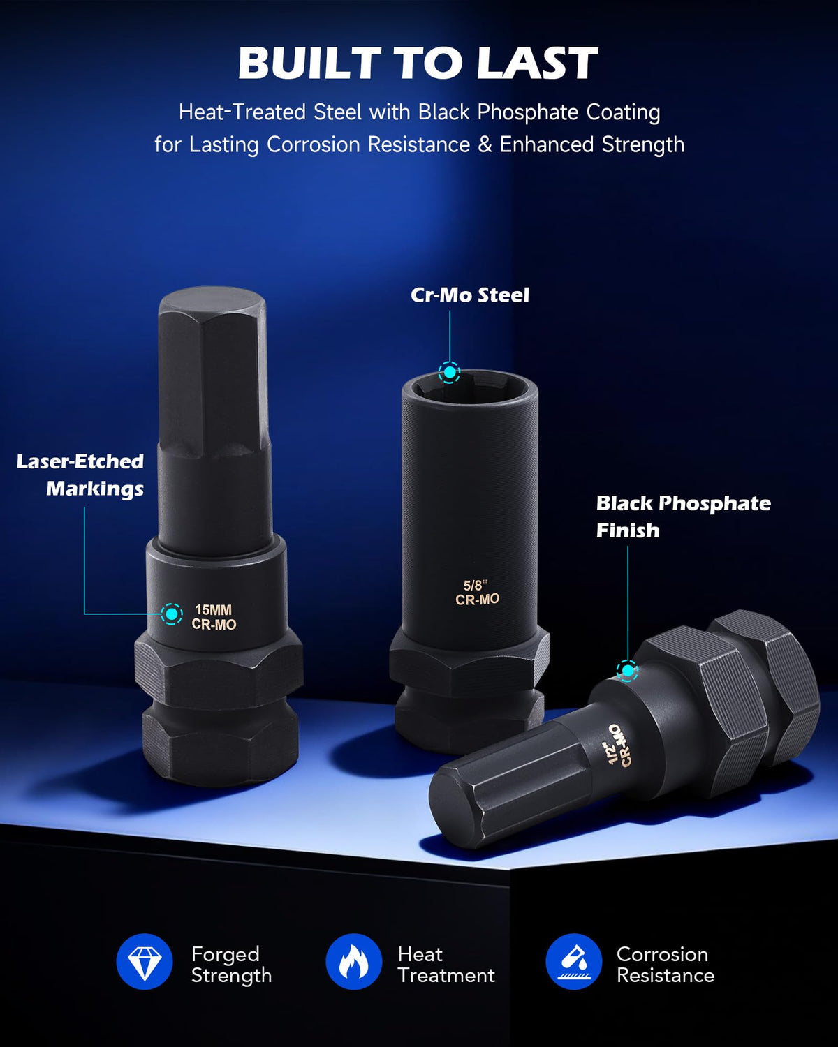 Orion Motor Tech laser-etched size markings close-up ensuring easy selection and accuracy