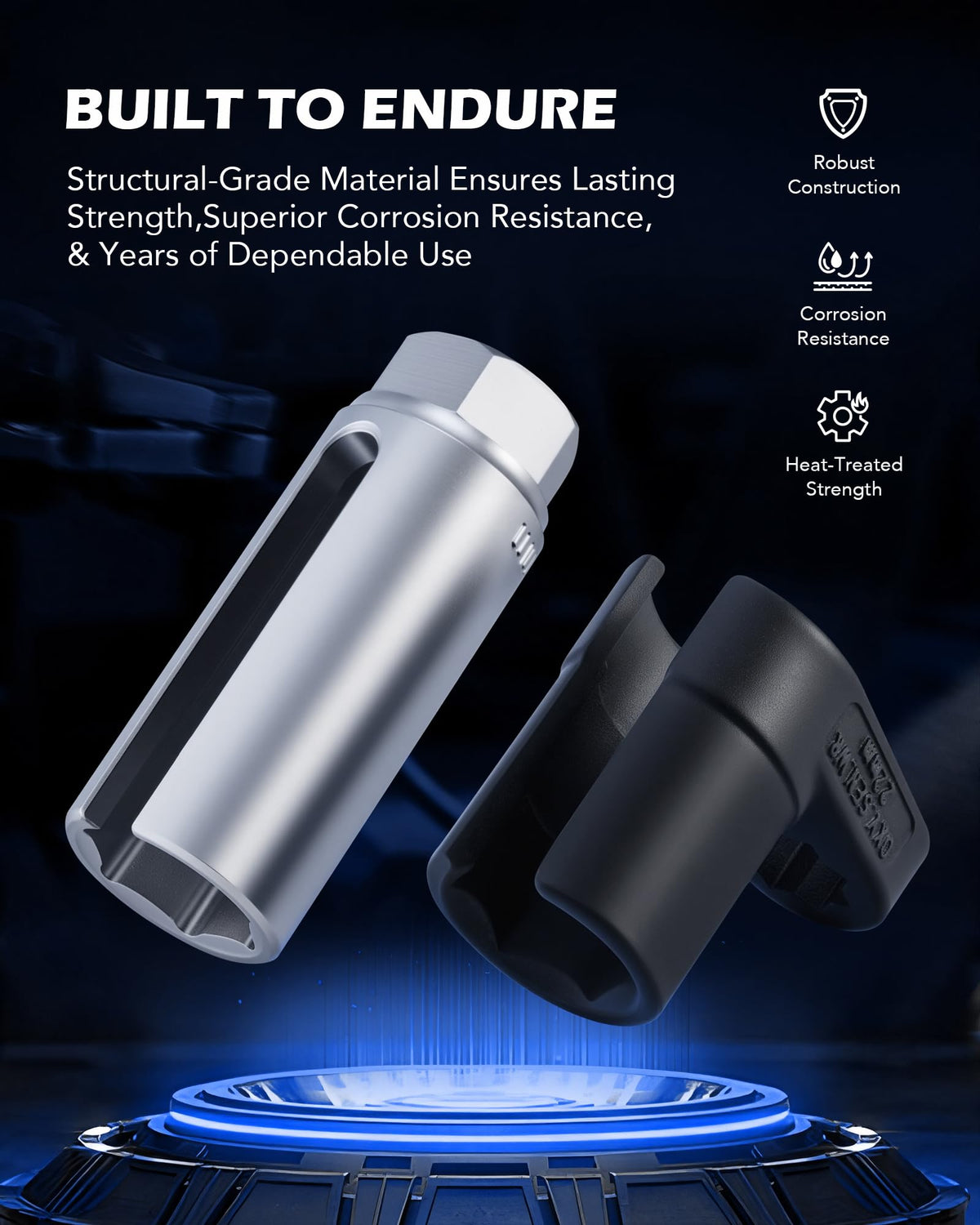 Orion Motor Tech sockets beside a ruler for clear size and scale comparison