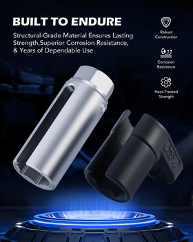 Orion Motor Tech sockets beside a ruler for clear size and scale comparison