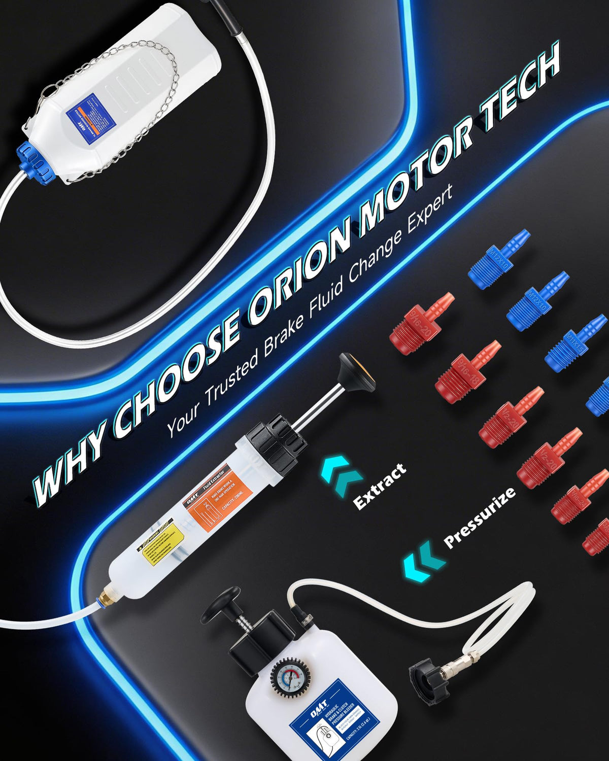 Orion Motor Tech kit next to wrenches showing scale and compact storage convenience for mechanics