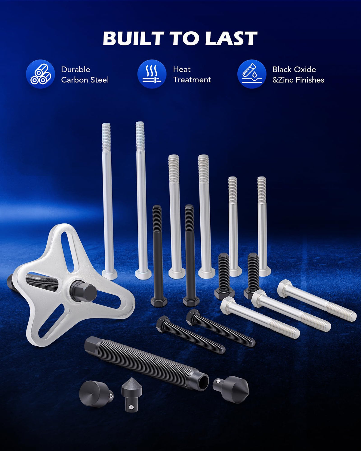 Orion Motor Tech size scale with ruler showing bolt length variety for accurate fitment