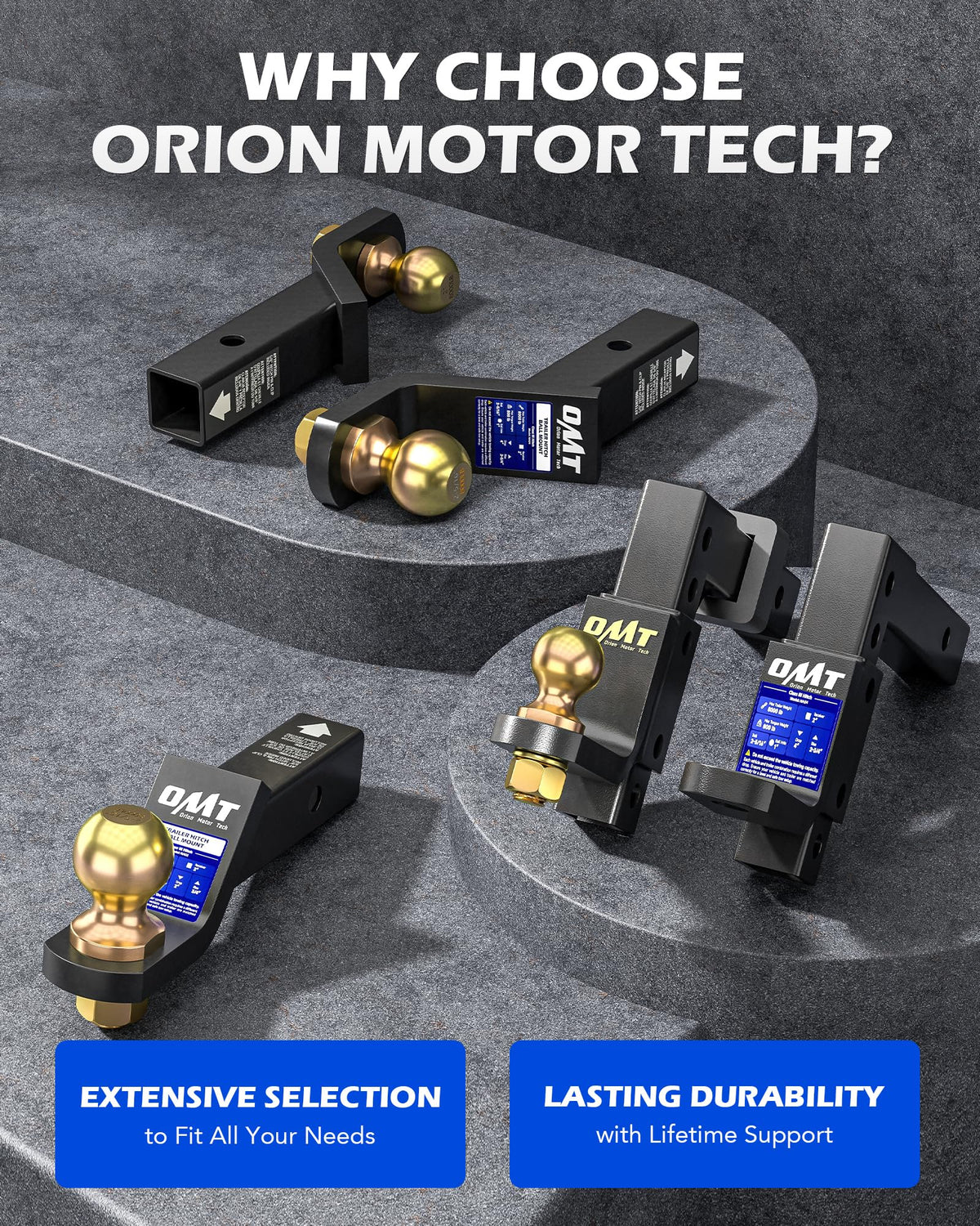 Orion Motor Tech locked hitch with keys highlighting quick security benefit
