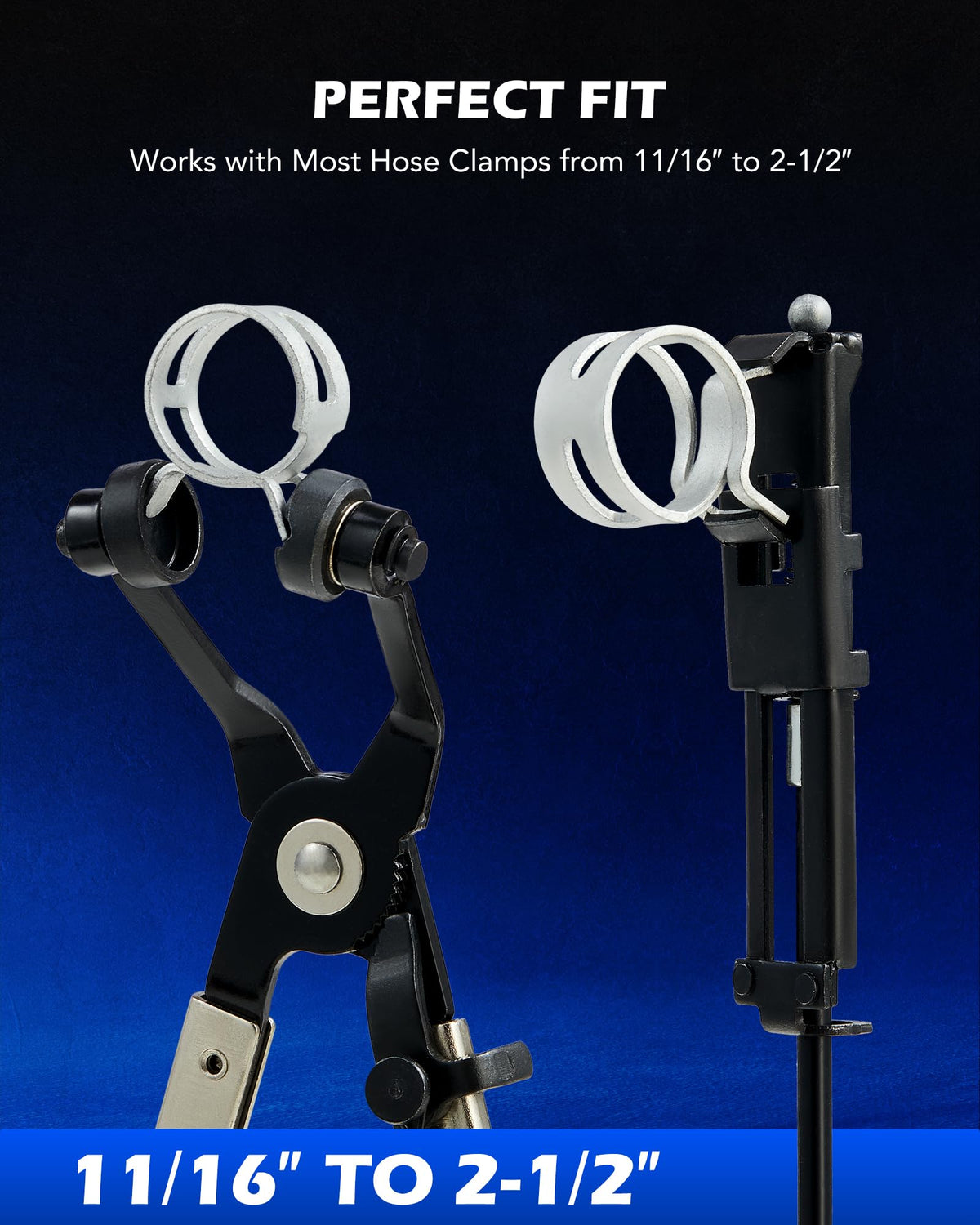 Orion Motor Tech swivel-jaw band plier close-up demonstrating secure clamp grip benefit