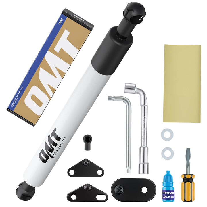 Orion Motor Tech front packaging showing white tailgate assist, clear contents and benefits