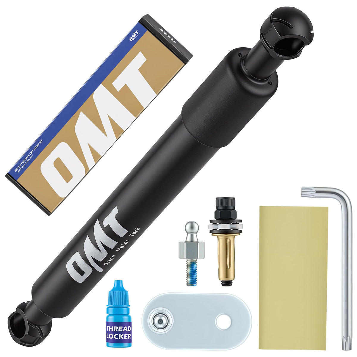 Orion Motor Tech front packaging showing complete tailgate assist kit and components benefit convenience